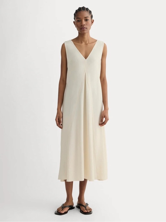 Everlane Dresses & Skirts - Everlane THE V-NECK DRESS IN SOFTLUXE Sandshell Cream NWT 0